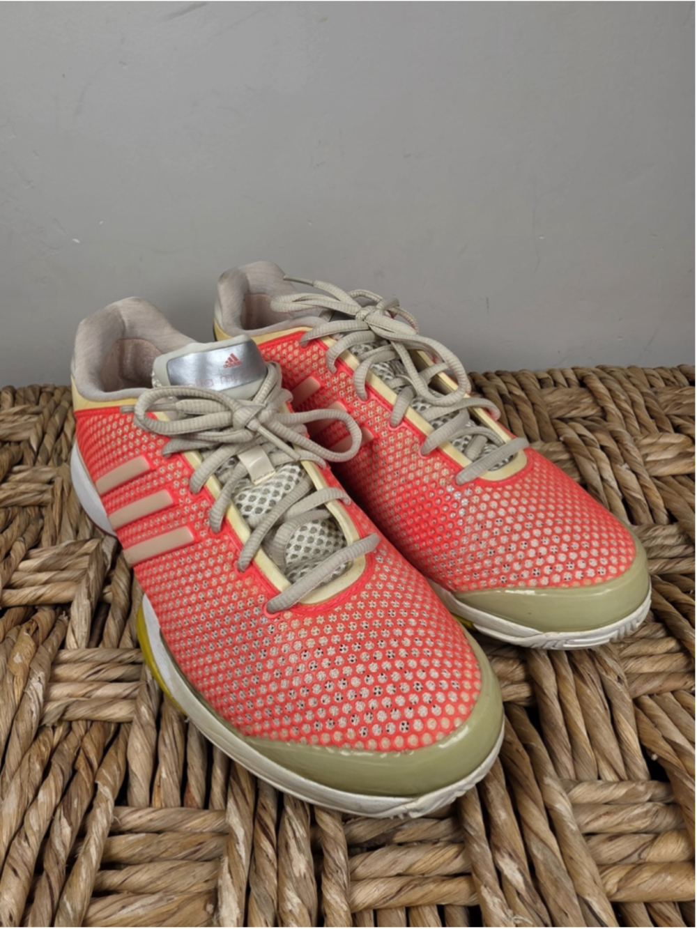 Adidas Stella McCartney Womens 8.5 Barricade Tennis Shoes Coral Gold Court